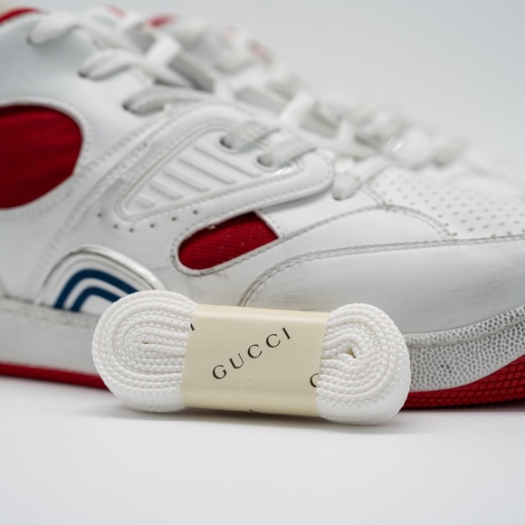 Size 13.5G 14 US Gucci Basket Low White Demetra Red Black Sneakers - Picture 10 of 15